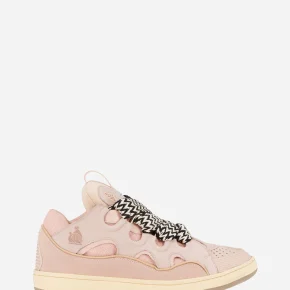 LANVIN LEATHER CURB SNEAKERS PINK