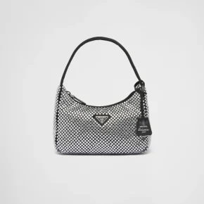 Mini borsa in raso con cristalli